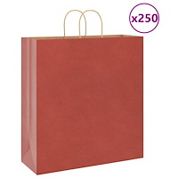 vidaXL Papperspåsar 250 st med handtag röd 45x17x48 cm