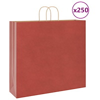 vidaXL Papperspåsar 250 st med handtag röd 54x15x49 cm
