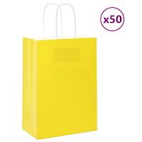 vidaXL Papperspåsar 50 st med handtag gul 15x8x21 cm
