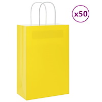 vidaXL Papperspåsar 50 st med handtag gul 21x11x31 cm