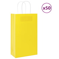 vidaXL Papperspåsar 50 st med handtag gul 21x11x36 cm