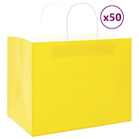 vidaXL Papperspåsar 50 st med handtag gul 32x22x24 cm