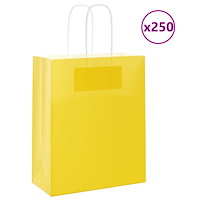 vidaXL Papperspåsar 250 st med handtag gul 18x8x22 cm
