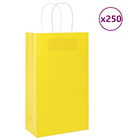 vidaXL Papperspåsar 250 st med handtag gul 21x11x36 cm