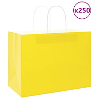 vidaXL Papperspåsar 250 st med handtag gul 32x17x25 cm