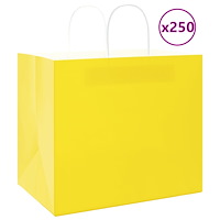 vidaXL Papperspåsar 250 st med handtag gul 32x22x28 cm
