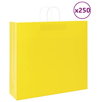 vidaXL Papperspåsar 250 st med handtag gul 54x15x49 cm