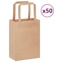vidaXL Papperspåsar 50 st med handtag brun 15x8x21 cm
