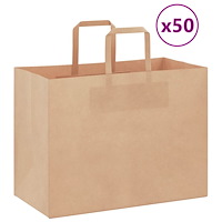 vidaXL Papperspåsar 50 st med handtag brun 32x17x25 cm
