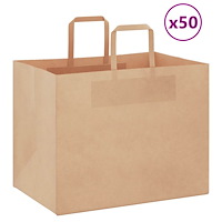 vidaXL Papperspåsar 50 st med handtag brun 32x22x24 cm