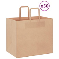 vidaXL Papperspåsar 50 st med handtag brun 32x22x28 cm