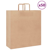 vidaXL Papperspåsar 50 st med handtag brun 45x17x48 cm