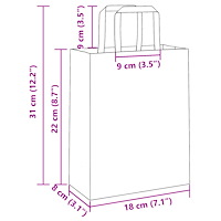 vidaXL Papperspåsar 250 st med handtag brun 18x8x22 cm