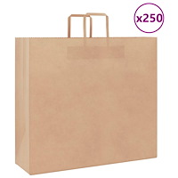 vidaXL Papperspåsar 250 st med handtag brun 54x15x49 cm