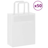 vidaXL Papperspåsar 50 st med handtag vit 18x8x22 cm
