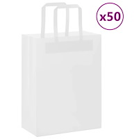 vidaXL Papperspåsar 50 st med handtag vit 21x11x28 cm