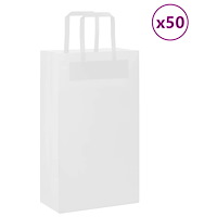 vidaXL Papperspåsar 50 st med handtag vit 21x11x36 cm