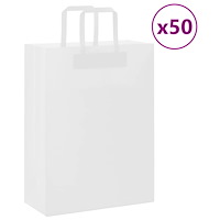 vidaXL Papperspåsar 50 st med handtag vit 26x12x35 cm