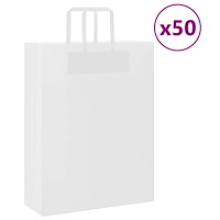 vidaXL Papperspåsar 50 st med handtag vit 32x12x42 cm