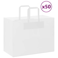 vidaXL Papperspåsar 50 st med handtag vit 32x17x25 cm