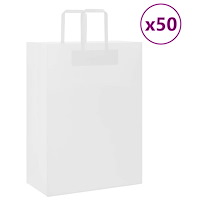 vidaXL Papperspåsar 50 st med handtag vit 32x17x44 cm