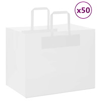 vidaXL Papperspåsar 50 st med handtag vit 32x22x24 cm