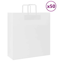 vidaXL Papperspåsar 50 st med handtag vit 45x17x48 cm