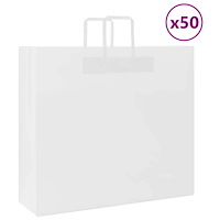 vidaXL Papperspåsar 50 st med handtag vit 54x15x49 cm
