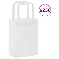 vidaXL Papperspåsar 250 st med handtag vit 15x8x21 cm