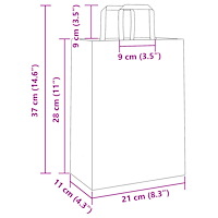 vidaXL Papperspåsar 250 st med handtag vit 21x11x28 cm