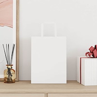 vidaXL Papperspåsar 250 st med handtag vit 21x11x28 cm