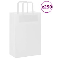 vidaXL Papperspåsar 250 st med handtag vit 21x11x31 cm