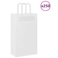 vidaXL Papperspåsar 250 st med handtag vit 21x11x36 cm