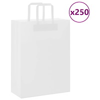 vidaXL Papperspåsar 250 st med handtag vit 26x12x35 cm