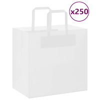 vidaXL Papperspåsar 250 st med handtag vit 26x17x25 cm