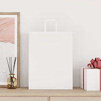 vidaXL Papperspåsar 250 st med handtag vit 32x12x42 cm
