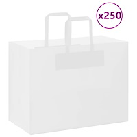 vidaXL Papperspåsar 250 st med handtag vit 32x17x25 cm