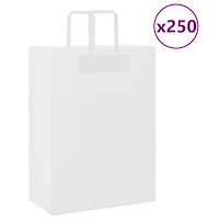 vidaXL Papperspåsar 250 st med handtag vit 32x17x44 cm
