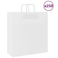 vidaXL Papperspåsar 250 st med handtag vit 45x17x48 cm