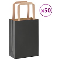 vidaXL Papperspåsar 50 st med handtag svart 15x8x21 cm