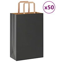 vidaXL Papperspåsar 50 st med handtag svart 21x11x31 cm