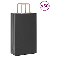 vidaXL Papperspåsar 50 st med handtag svart 21x11x36 cm