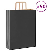 vidaXL Papperspåsar 50 st med handtag svart 32x12x42 cm