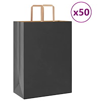 vidaXL Papperspåsar 50 st med handtag svart 32x17x44 cm