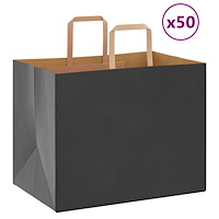 vidaXL Papperspåsar 50 st med handtag svart 32x22x24 cm