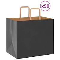 vidaXL Papperspåsar 50 st med handtag svart 32x22x28 cm