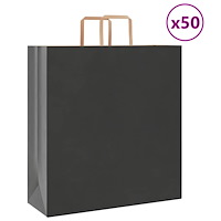 vidaXL Papperspåsar 50 st med handtag svart 45x17x48 cm