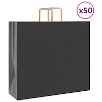 vidaXL Papperspåsar 50 st med handtag svart 54x15x49 cm