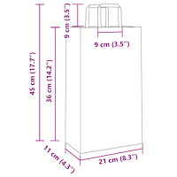 vidaXL Papperspåsar 250 st med handtag svart 21x11x36 cm
