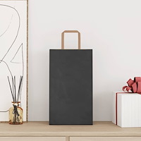 vidaXL Papperspåsar 250 st med handtag svart 21x11x36 cm